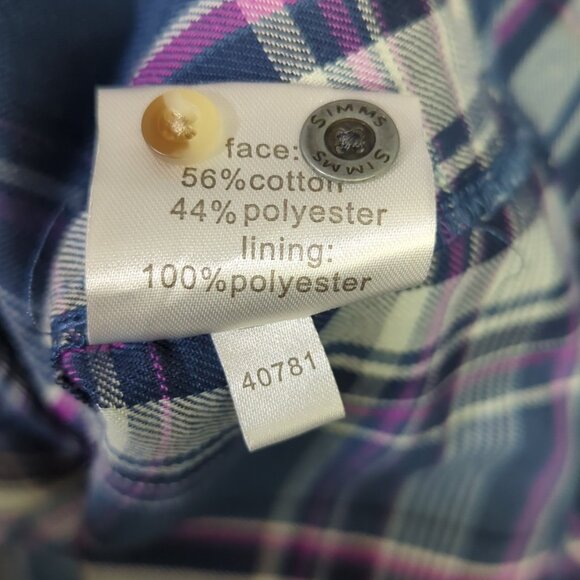 Simms Shirt Women's M Multicolor Plaid Flannel Long Sleeve Button Down Outdoors - Picture 9 of 10